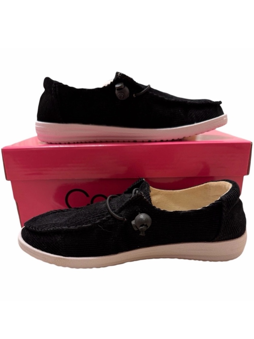 Corkys Kayak Black Corduroy Boat Shoes Flats Women’s 7 Sneakers Casual Slip On